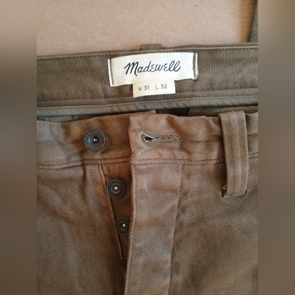Madewell Men Brown 93 % Cotton Slim Pants Size 31 X 32 Olive Green - Picture 3 of 5